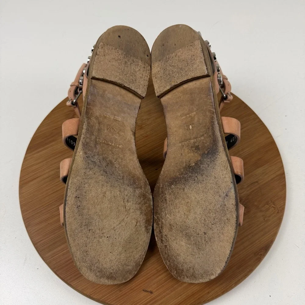 Balenciaga Tan Studded Gladiator Sandals - Picture 8 of 11